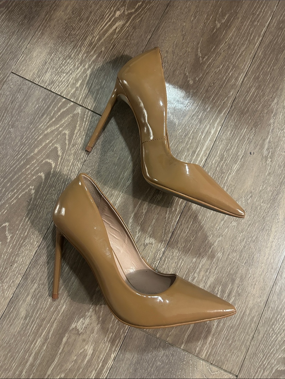 Steve Madden Nude Patent Pointed-Toe Pumps